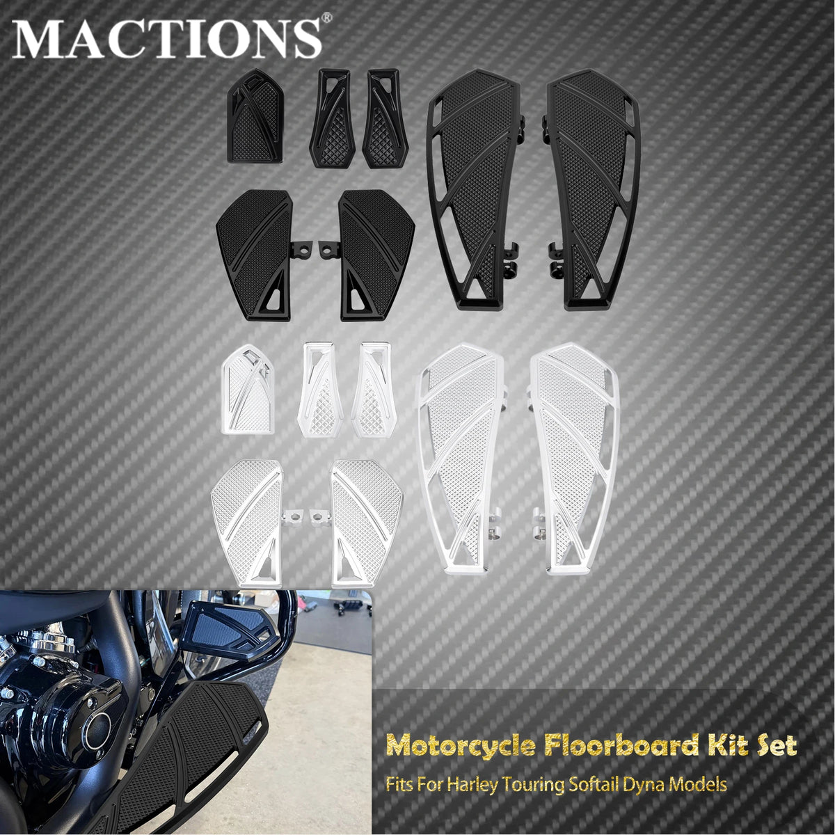 Kit Repose-Pieds Conducteur/Passager en Aluminium CNC - Harley-Davidson Softail, Touring, Dyna – photo 1/8