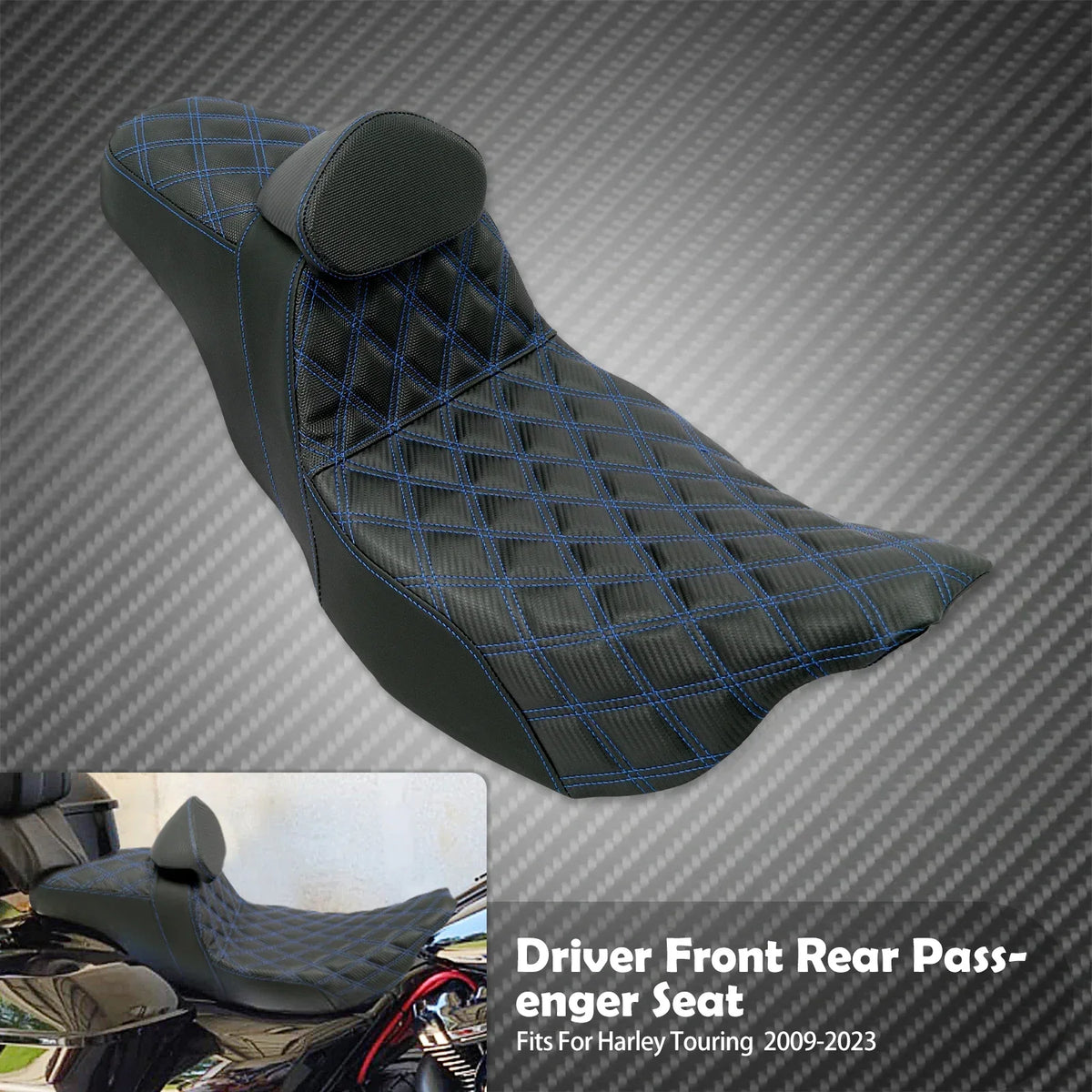 Selle Biplace à Piqûres Losange (Lattice Stitch) - Harley-Davidson Touring 2009-2025 – photo 12/12