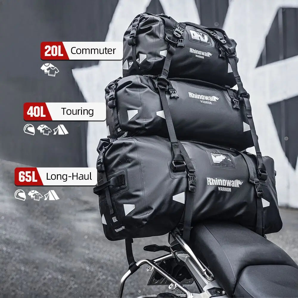 Sac de selle arrière moto Rhinowalk noir, convertible en sac à dos - vue 6