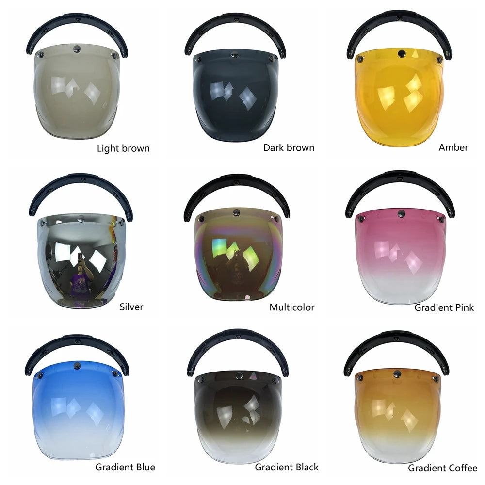 Visière Bulle pour Casque Jet - Fixation 3 Boutons, Style Vintage - vue 6