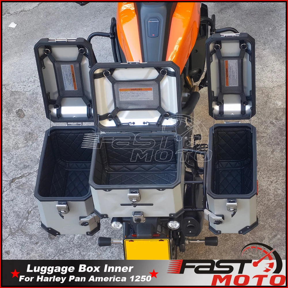 Doublure intérieure en cuir marron pour top case de moto - vue 1