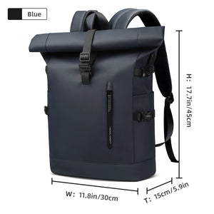 Sac à dos roll-top imperméable noir avec port USB - vue 10