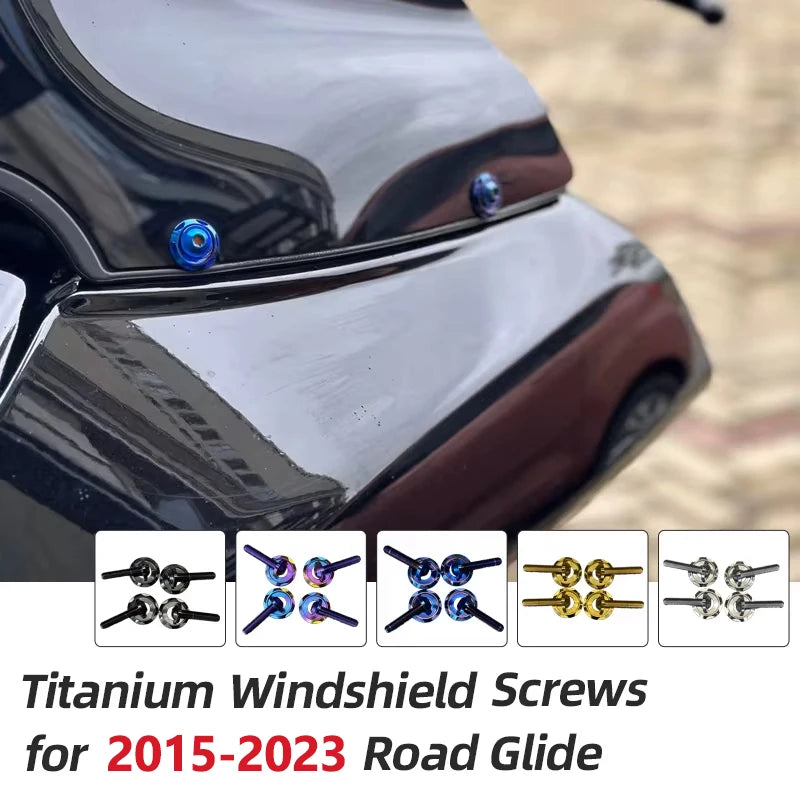 Boulons de Pare-brise Titane Colorés pour Harley Road Glide 2015-2023 – photo 1/13