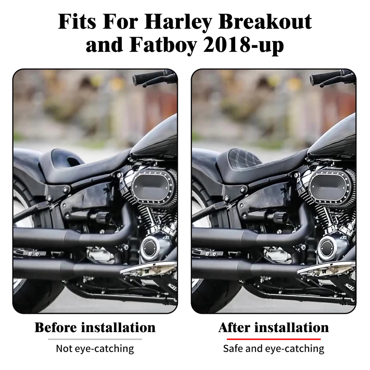 Selle solo pilote profil bas surpiqûres diamant pour Harley-Davidson Softail - vue 2