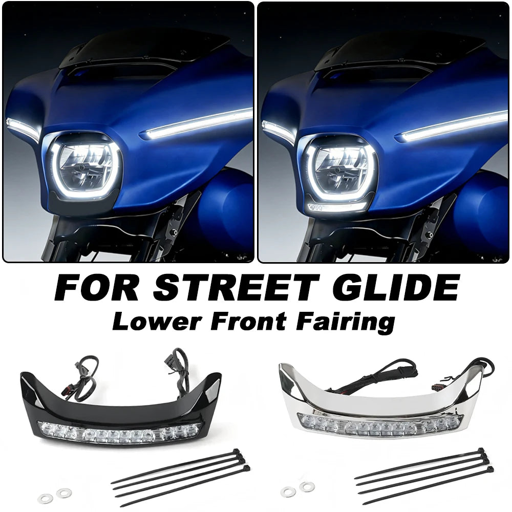 Feu de carénage LED chrome et ambre pour carénage batwing Harley-Davidson - vue 1