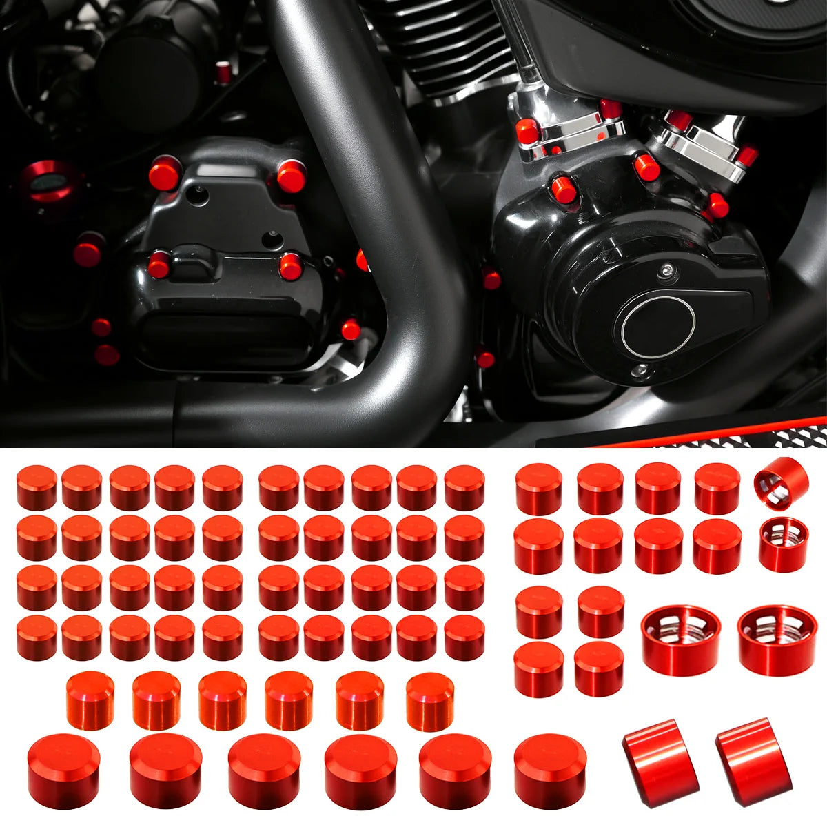 Caches de vis aluminium pour Harley Road Glide et Street Glide - vue 1