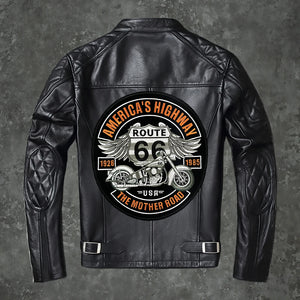 Écusson brodé Route 66 USA grand format à coudre sur blouson - vue 1