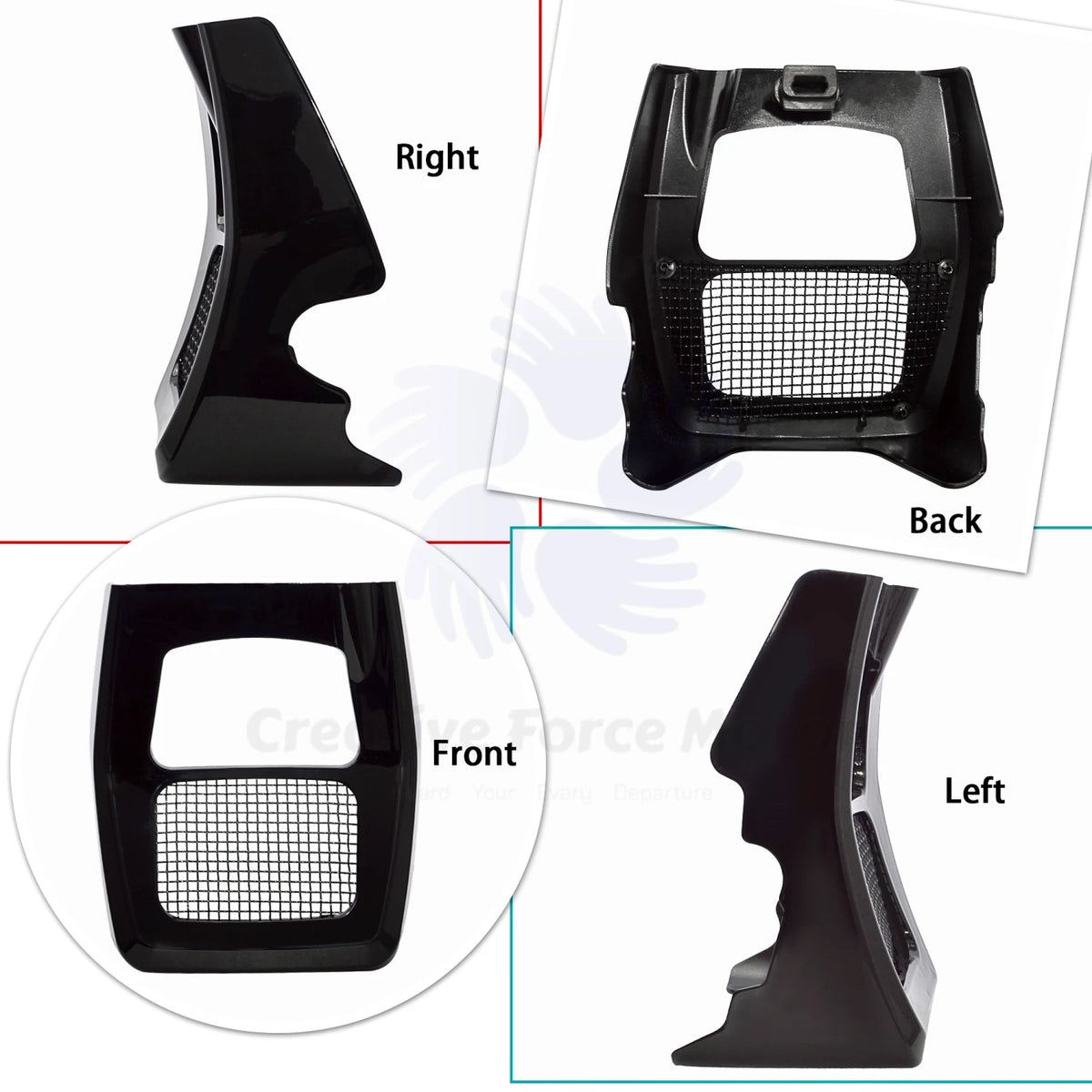 Spoiler avant et cache radiateur noir brillant pour moto Harley - vue 4