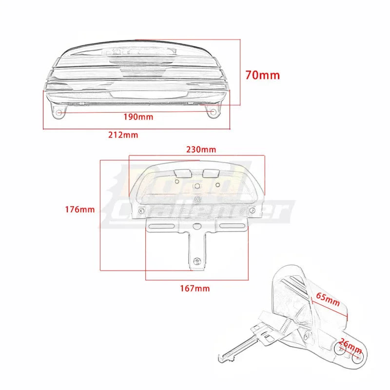 Feu arrière LED tri-bar pour Harley Softail - vue 6