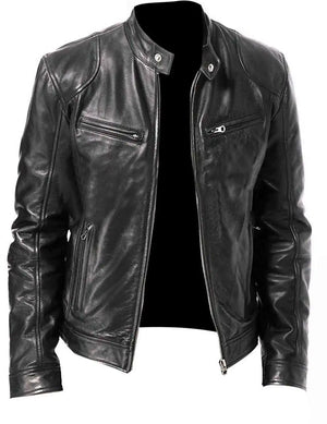 Blouson moto col montant en simili cuir - vue - vue 7