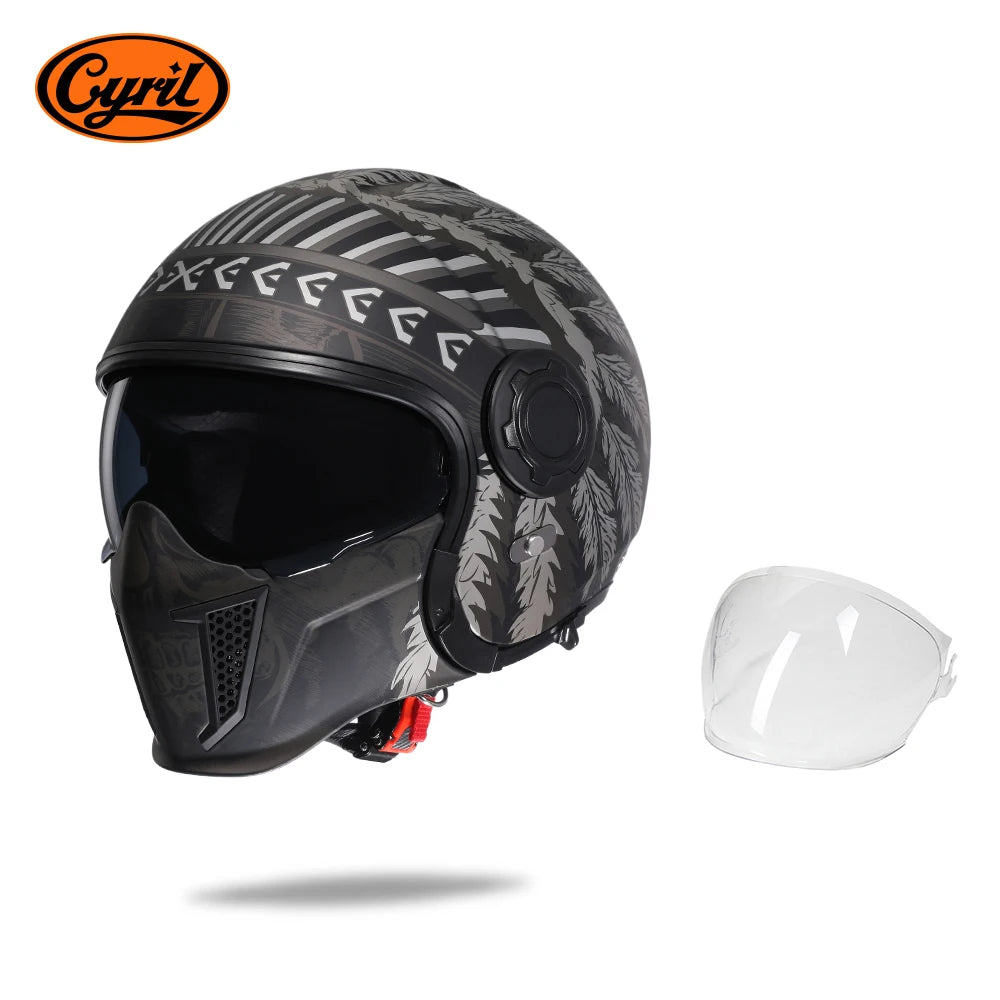 Casque moto modulable rétro, mentonnière relevée - vue 21