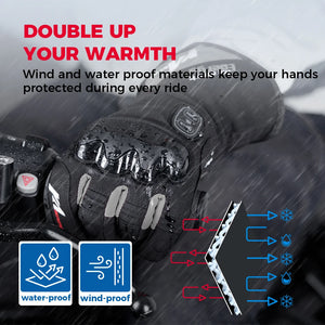 Gants moto chauffants noirs - vue sur main - vue 3