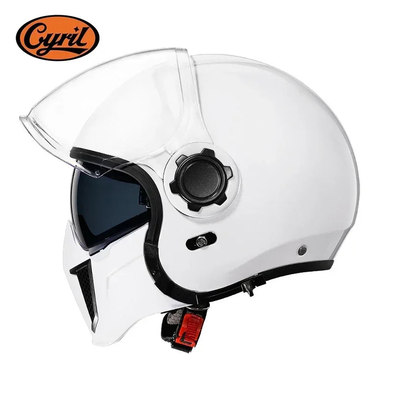 Casque moto modulable rétro noir avec double écran - vue - vue 7