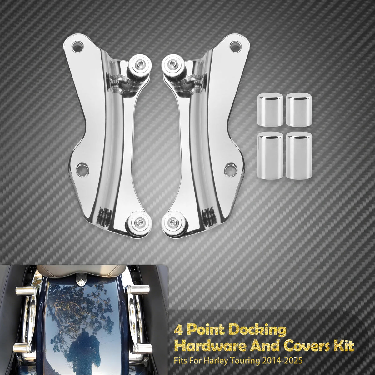 Kit de Fixation 4 Points (Docking Hardware) pour Porte-Bagages - Harley-Davidson Touring 2014-2025 – photo 9/10