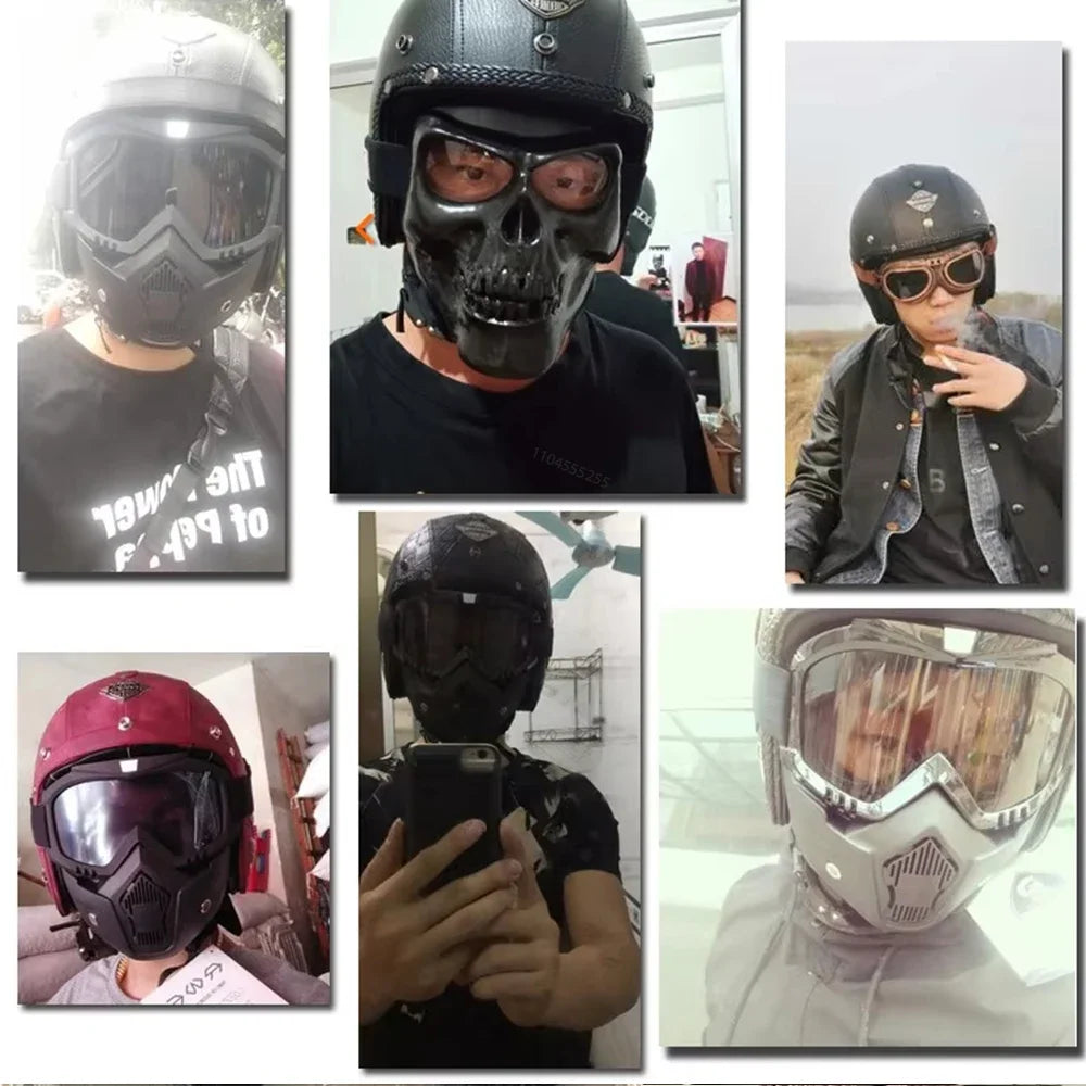 Casque Moto Vintage Ouvert en Cuir PU - Style Café Racer - vue 5