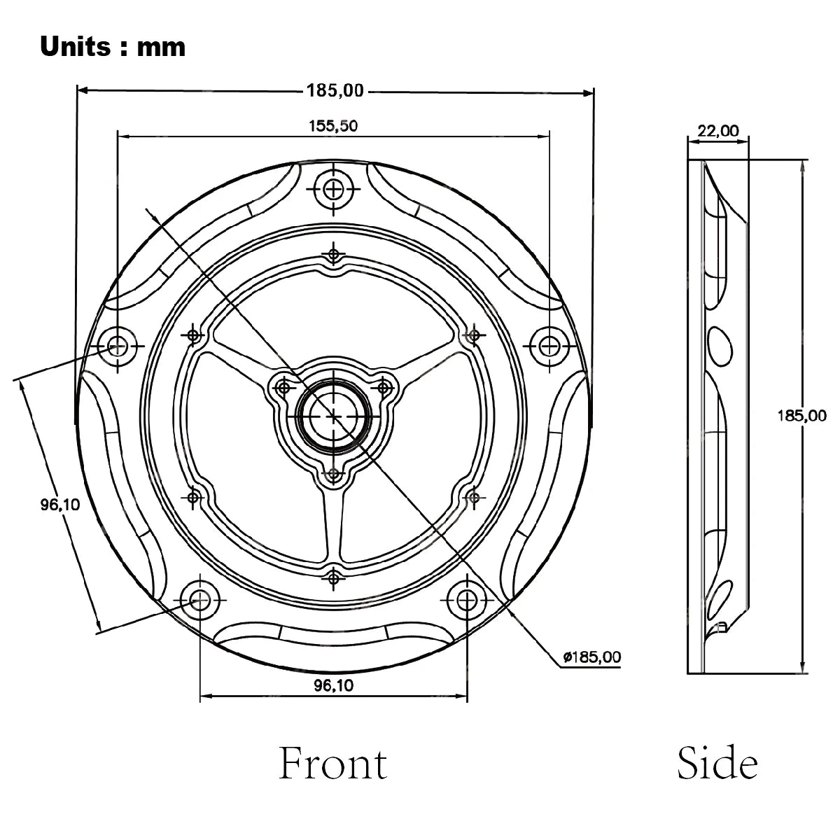 Derby cover 3 branches pour Harley Touring Softail Dyna - vue 2