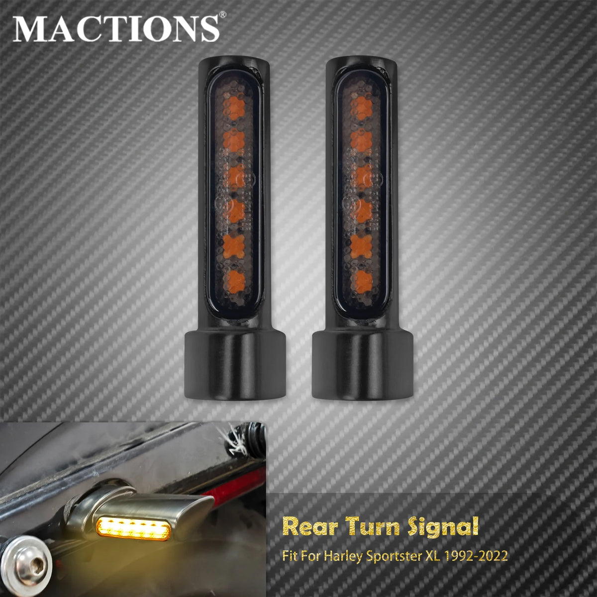 Clignotants arrière LED mini homologués (E Mark) pour Harley-Davidson Sportster XL 883, 1200, Touring, Softail – photo 1/8