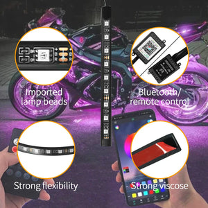 Bande LED d'ambiance flexible RVB pour moto, néon décoratif contrôlable par application 12V - vue 3