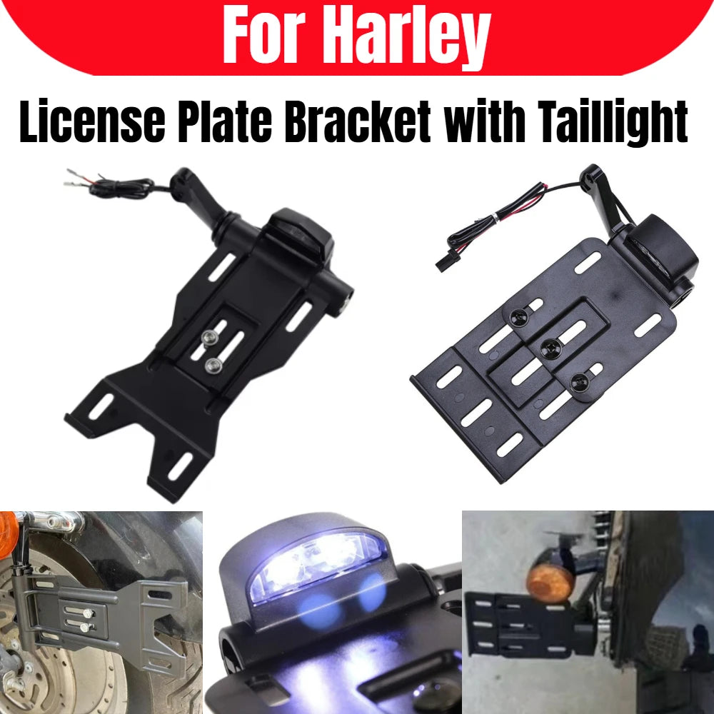 Support de plaque latéral LED pour Harley Sportster Dyna Softail - vue 1