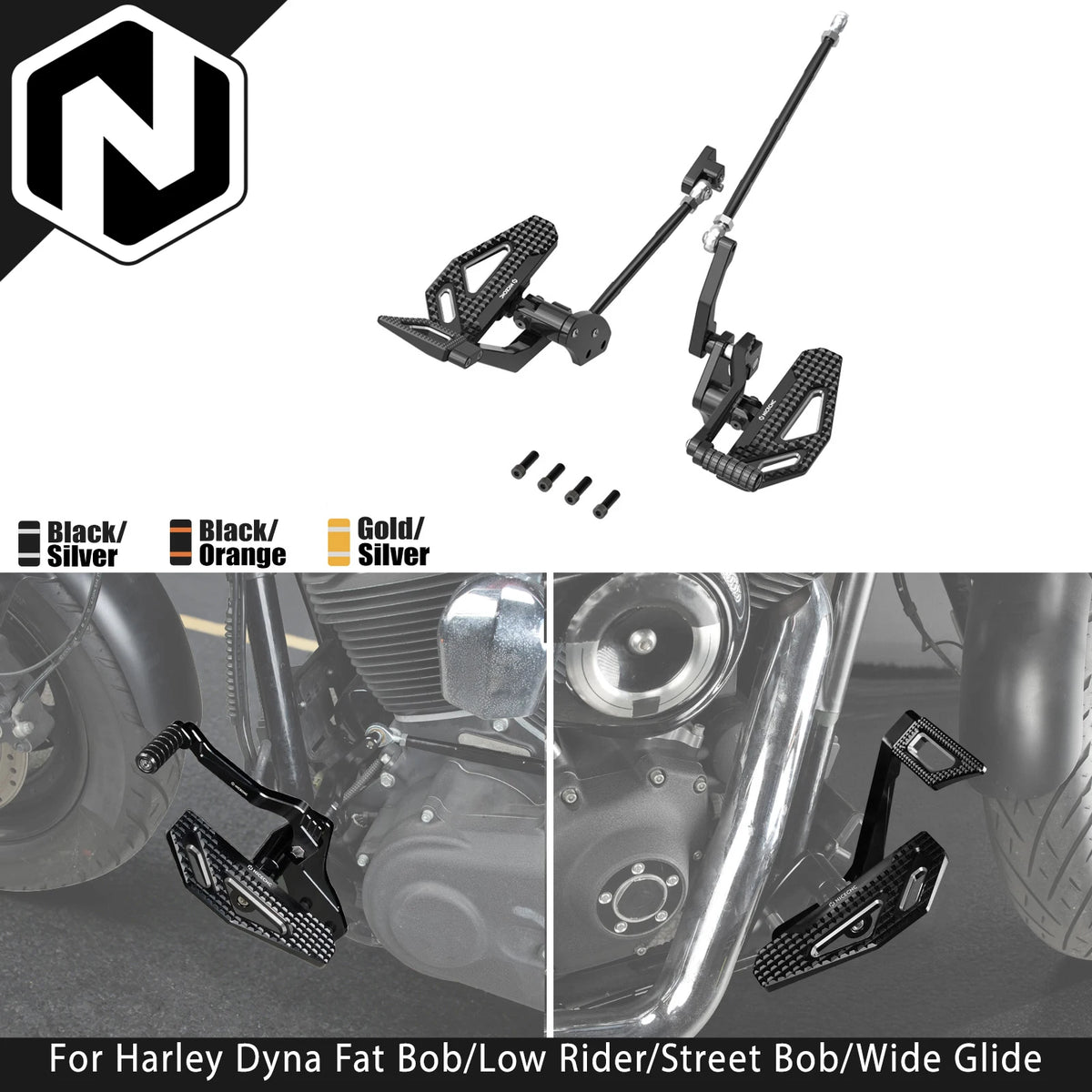 Kit complet de commandes avancées (repose-pieds, levier de sélecteur, pédale) pour Harley-Davidson Dyna Fat Bob, Street Bob, Low Rider & Wide Glide (2000-2017) – photo 1/9