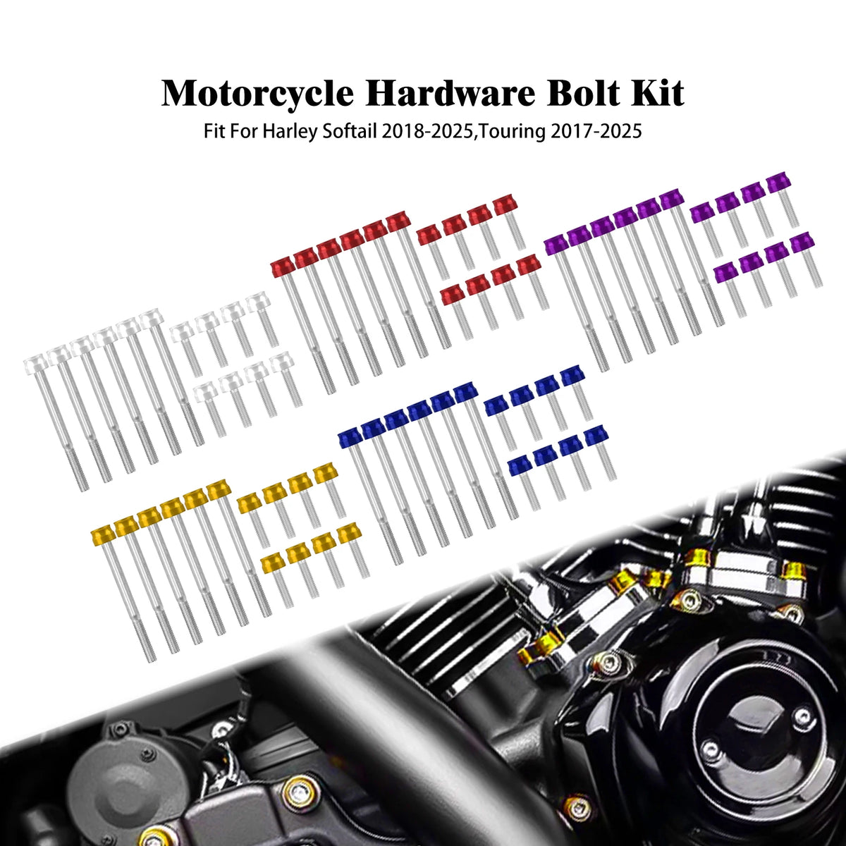 Kit de vis décoratives dorées pour moteur M8 Harley-Davidson - vue 1