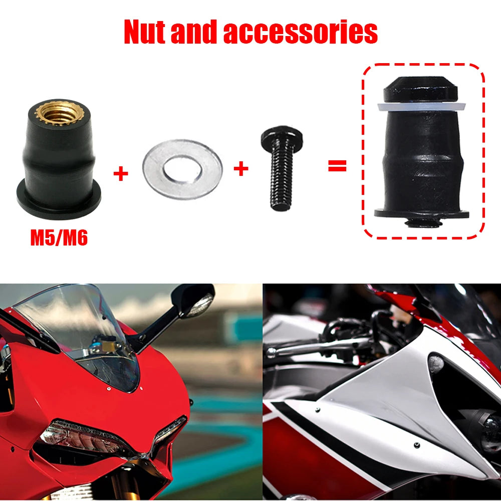 Écrous en caoutchouc pour fixation de pare-brise de moto - vue 5