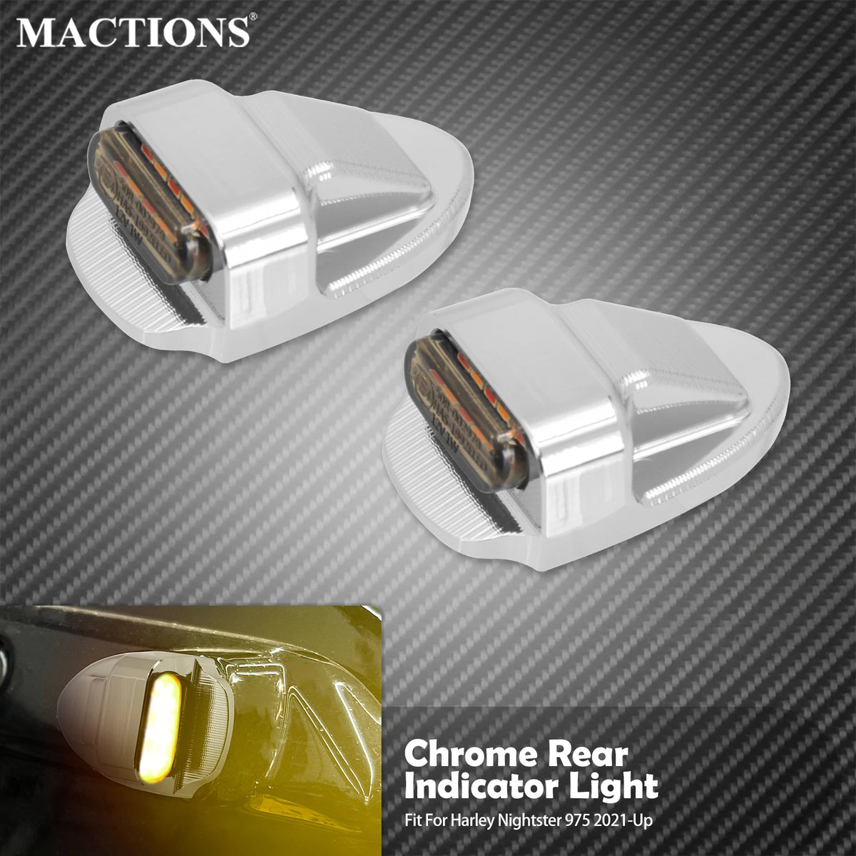 Feu Arrière LED Chromé (Stop, Clignotant, Position) 12V - Harley-Davidson Sportster Nightster 975 2021-2023 – photo 1/8