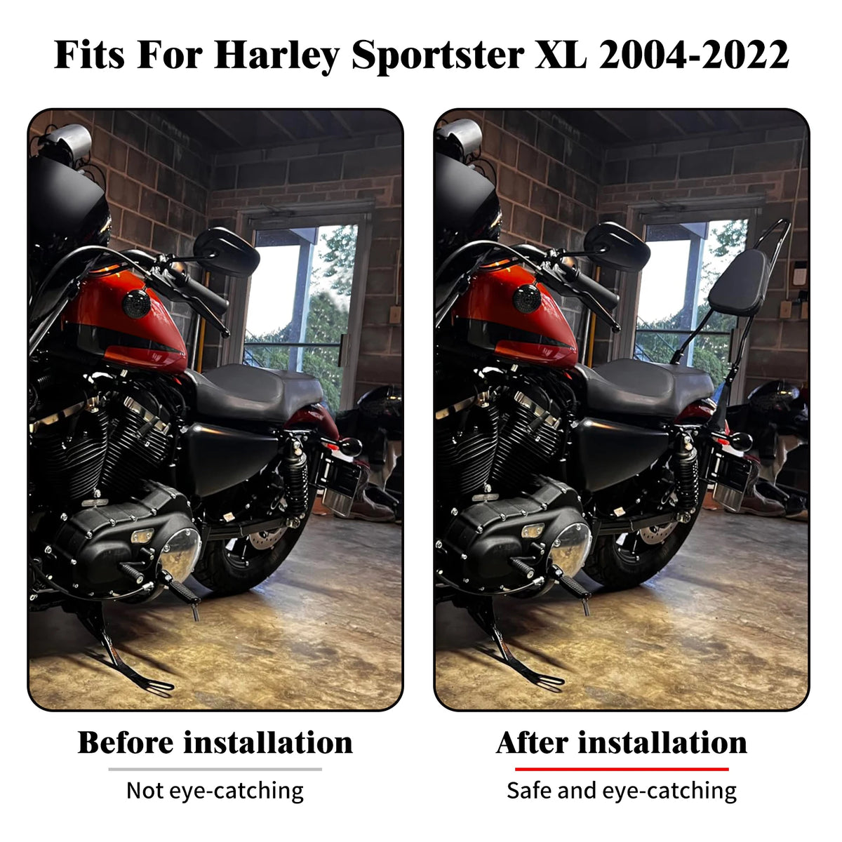 Dossier passager détachable avec coussin (sissy bar) pour Harley-Davidson Sportster XL 883, 1200, Iron, Super Low 2004-2022 – photo 2/6