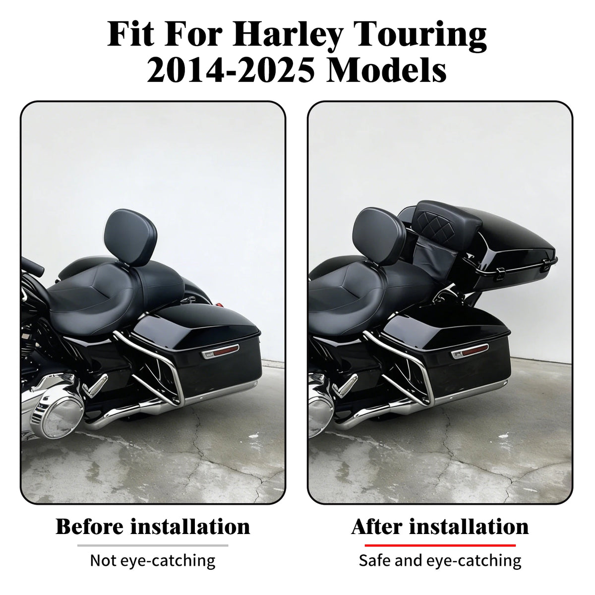 Top Case Chopped/Razor/King 7,5 / 10,7 / 13,7 pouces - Harley-Davidson Touring Road, Street, Electra Glide, FLHR 2014-2025 – photo 2/12