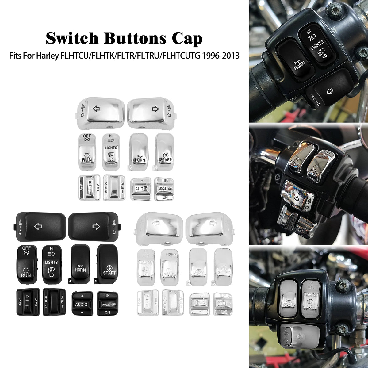 Capuchons de boutons de commodo pour Harley Touring - vue 1