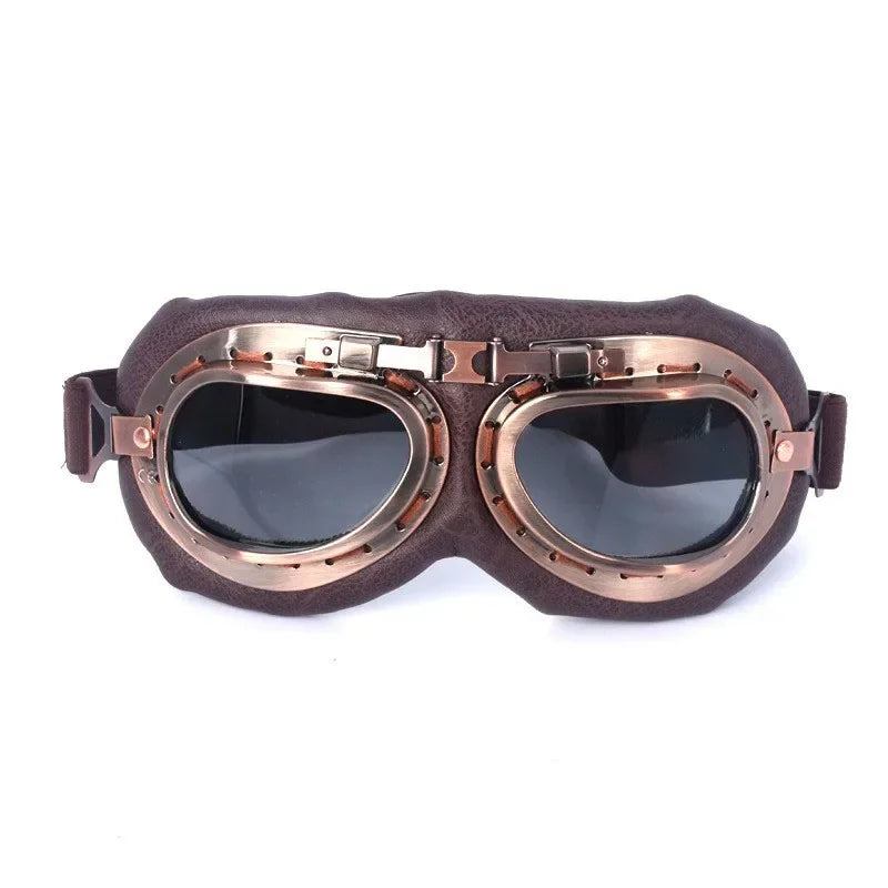 Lunettes de moto vintage style pilote cuivré et steampunk - vue 8
