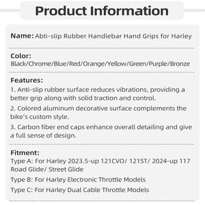 Poignées de Guidon CNC Aluminium/Caoutchouc pour Harley Touring 121CVO, Softail 2025+ – photo 6/29