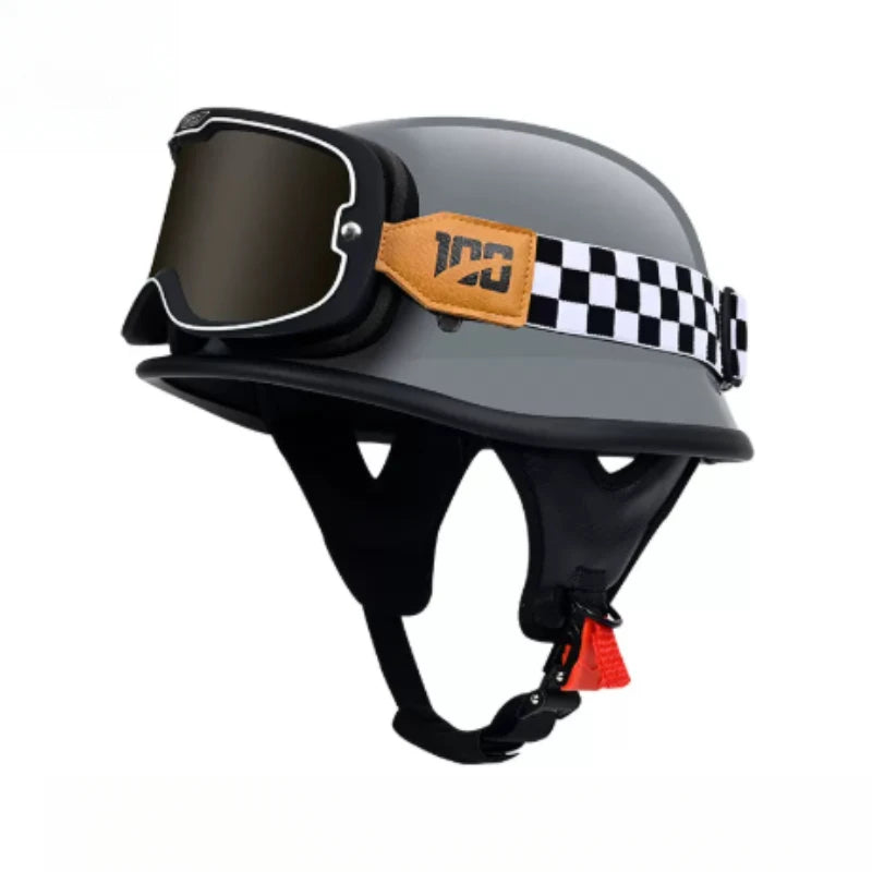 Casque moto demi-jet vintage simili cuir - vue produit - vue 6