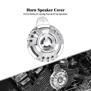 Cache klaxon CNC noir/chrome pour Harley-Davidson Big Twin (Evo/Twin Cam/M8) 1991 et plus, Sportster 2007 et plus – photo 1/7