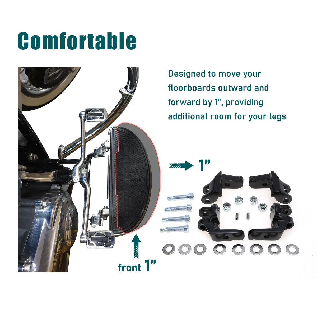 Support de déport de marchepied conducteur pour Harley-Davidson Touring Road Glide, Electra Glide, Street Glide, Road King 1997-2016 – photo 5/7