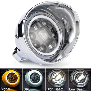 Phare LED rond noir 5,75 pouces pour moto custom et Harley-Davidson - vue 17