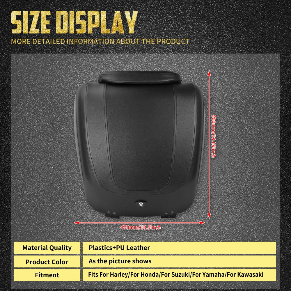 Malle de rangement arrière noire montée sur le porte-bagages d'une moto - vue 6