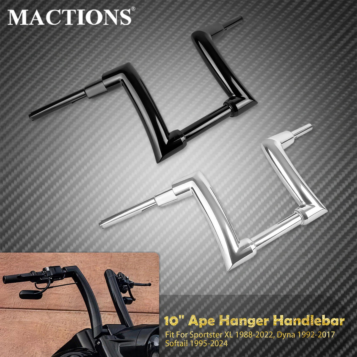 Guidon Ape Hanger 10" (Z-Design) - Harley-Davidson Sportster, Dyna, Softail & Touring – photo 1/7