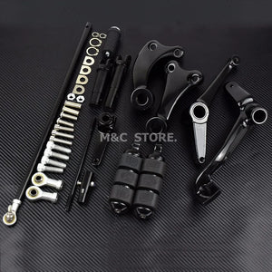 Kit complet commandes avancées noires, repose-pieds, leviers et biellettes en aluminium pour Harley-Davidson Sportster XL883, XL1200 2004-2022 – photo 2/8