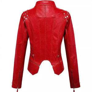 Blouson cuir femme style motarde - vue - vue 4