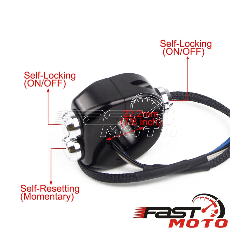 Commutateur de guidon noir et chromé pour moto café racer - vue 17
