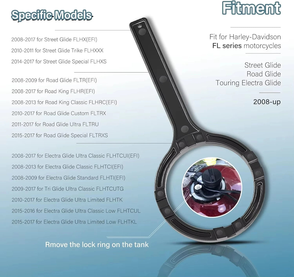 Outil de démontage de bague de réservoir (492 Lock Ring Tool) pour Harley-Davidson Touring 2008 et plus – photo 2/7