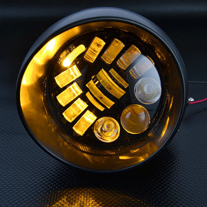 Phare LED rond noir 5,75 pouces pour moto custom et Harley-Davidson - vue 3