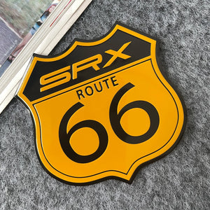 Emblème autocollant aluminium Route 66 sur carrosserie de moto - vue 10