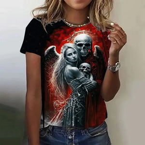 T-shirt Femme Crâne Rose Vintage Oversize - vue 11