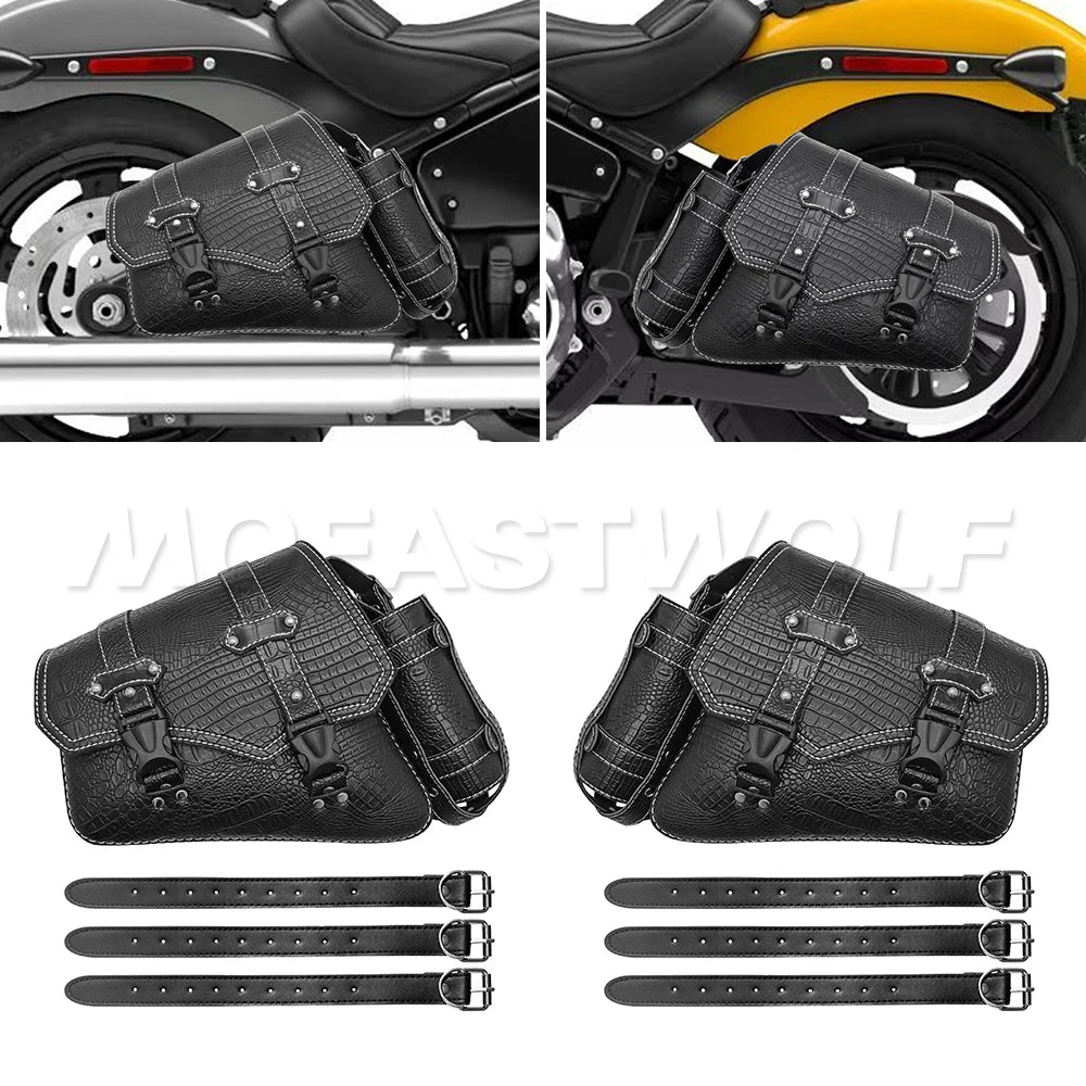 Sacoche de bras oscillant noire côté gauche fixée sur une Harley-Davidson Softail - vue 4