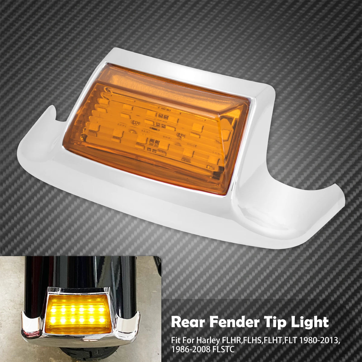 Feu de Garde-boue Arrière LED (Fender Tip) Fumé/Ambre/Rouge - Harley-Davidson Touring Road King, Softail 1980-2013 – photo 7/9