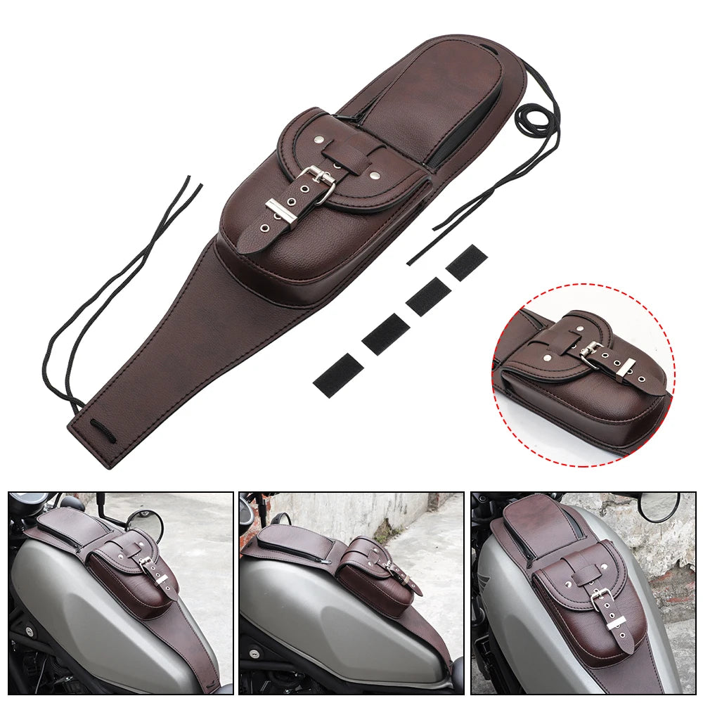 Pochette cache-réservoir en cuir PU pour Harley Sportster Iron 883 et Forty Eight XL1200X - vue 1