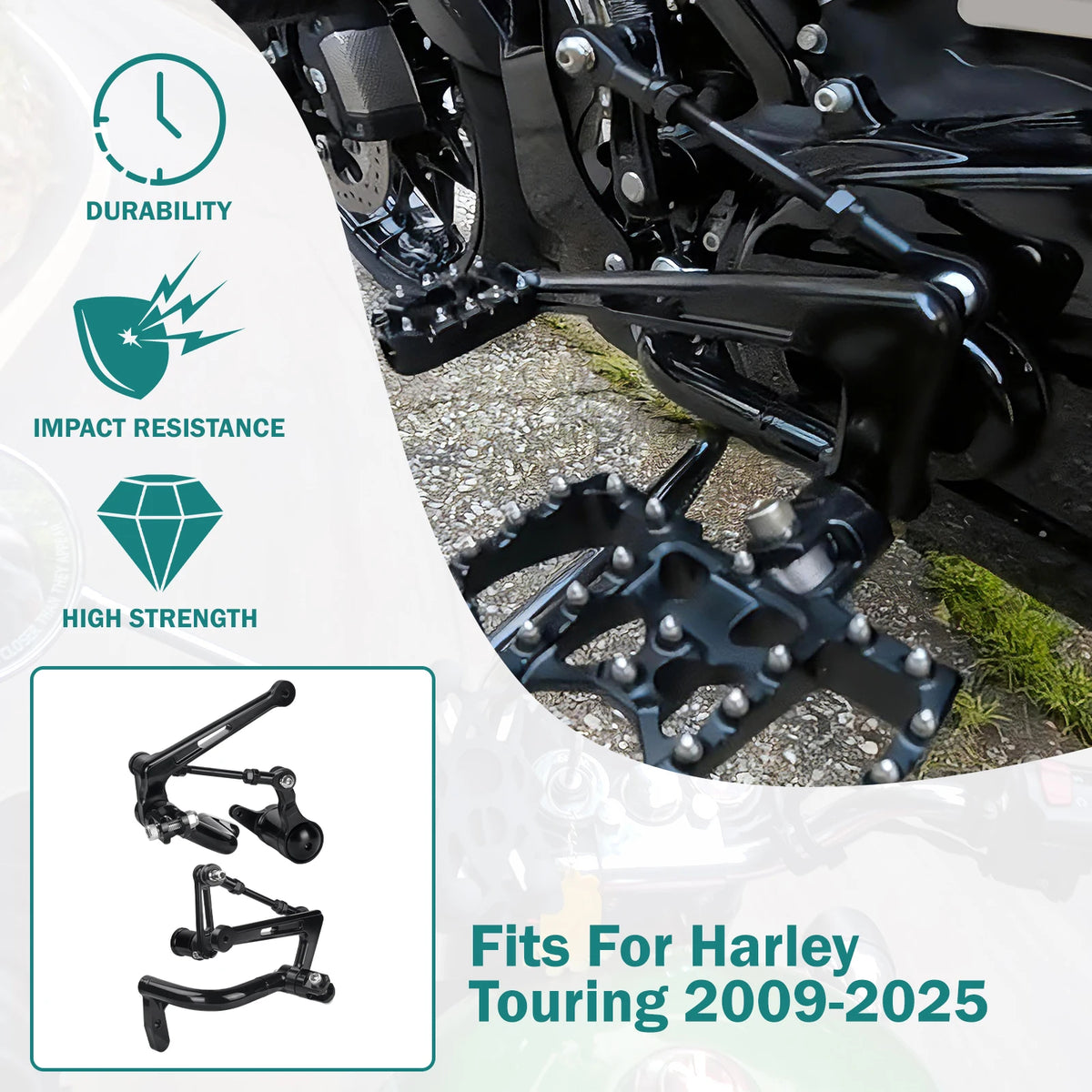 Kit Commandes Centrales avec Tringlerie de Frein/Sélecteur en Aluminium - Harley-Davidson Touring 2009-2025 – photo 1/7