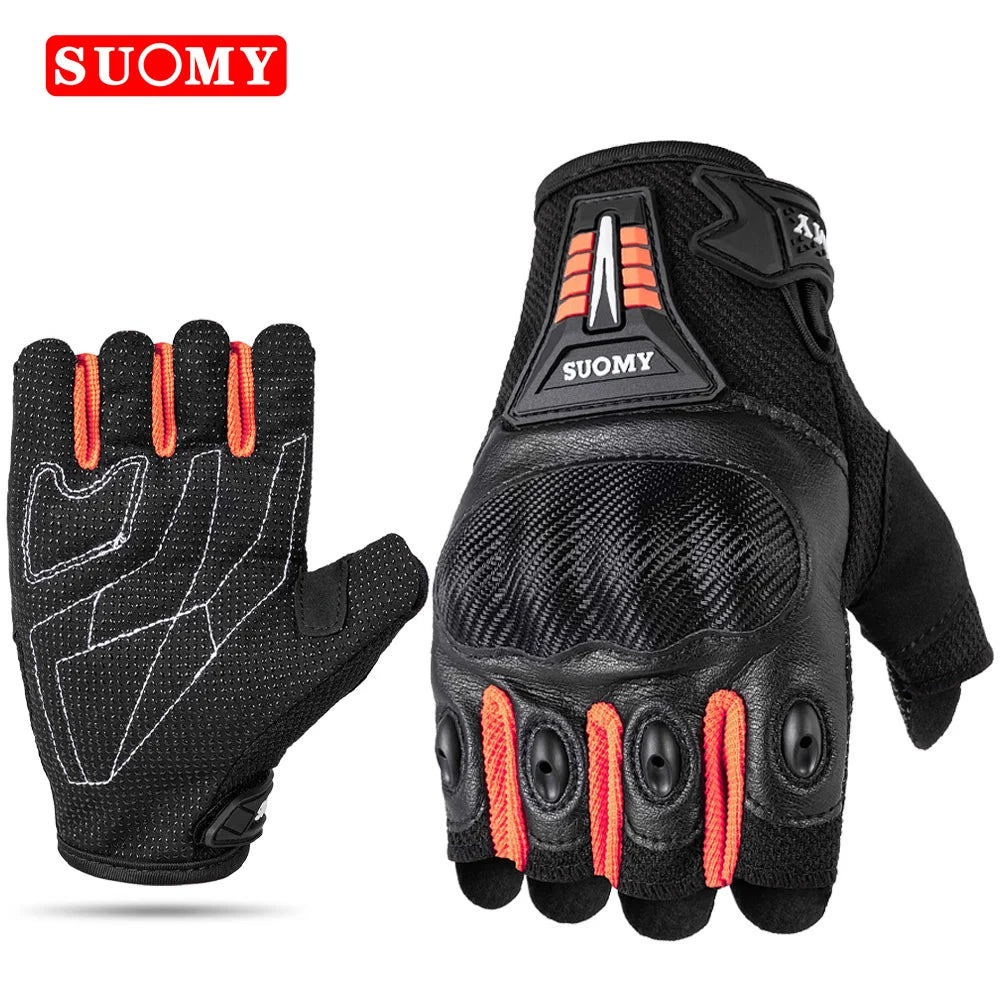 Gants moto mi-doigts noirs - vue de face - vue 7
